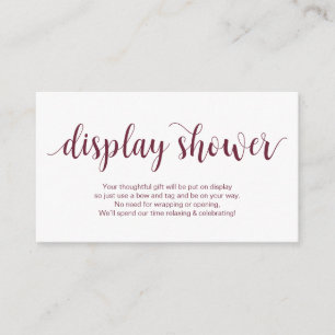 Rustisch script, Bourgogne kleur, Display Shower Informatiekaartje