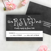 Rustisch script Chalkboard Wedding Black RSVP Kaartje