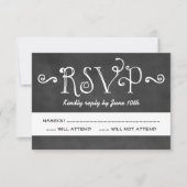 Rustisch script Chalkboard Wedding Black RSVP Kaartje (Voorkant)