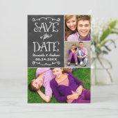 Rustisch script Chalkboard Wedding Black Save The Date (Staand voorkant)