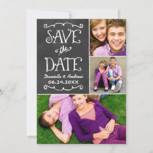 Rustisch script Chalkboard Wedding Black Save The Date