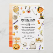Rustisch script gefineerde Spooktaculaire Hallowee Feestdagenkaart (Voorkant / Achterkant)