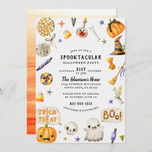 Rustisch script gefineerde Spooktaculaire Hallowee Feestdagenkaart (Voorkant / Achterkant)