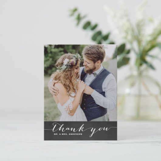 Rustisch Script Wedding Verticaal Dank u Briefkaar Briefkaart (Staand voorkant)