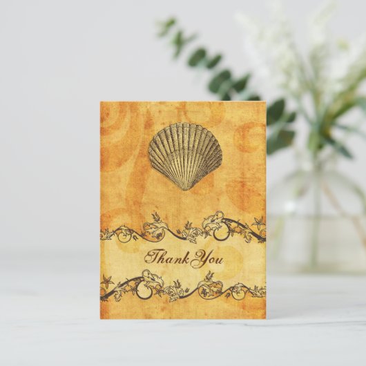 Rustisch, , seashell strand bedankt je briefkaart (Staand voorkant)