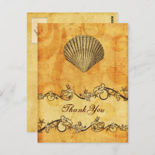 Rustisch, , seashell strand bedankt je briefkaart (Voorkant / Achterkant)
