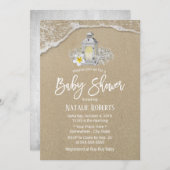 Rustisch strand  Lantaarn Baby shower Kaart (Voorkant / Achterkant)