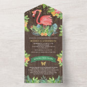 Rustisch Tropisch Cute Flamingo Baby shower All In One Uitnodiging (Binnen)