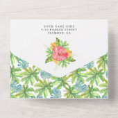 Rustisch Tropisch Cute Flamingo Baby shower All In One Uitnodiging (Achterkant)