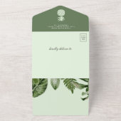 Rustisch Tropisch Oerwoud Groen Baby shower All In One Uitnodiging (Buitenkant)