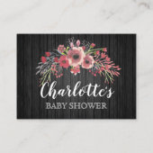 Rustisch verzoek om een Baby shower van een zwart Informatiekaartje (Achterkant)