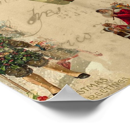 Rustisch Victoriaans kerstcollage Poster (Hoek)