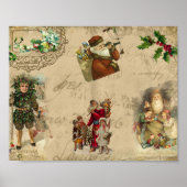Rustisch Victoriaans kerstcollage Poster (Voorkant)