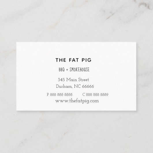 Rustisch Visitekaartje BBQ Resturant Pork (Achterkant)