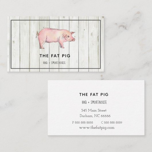 Rustisch Visitekaartje BBQ Resturant Pork (Voorkant / Achterkant)