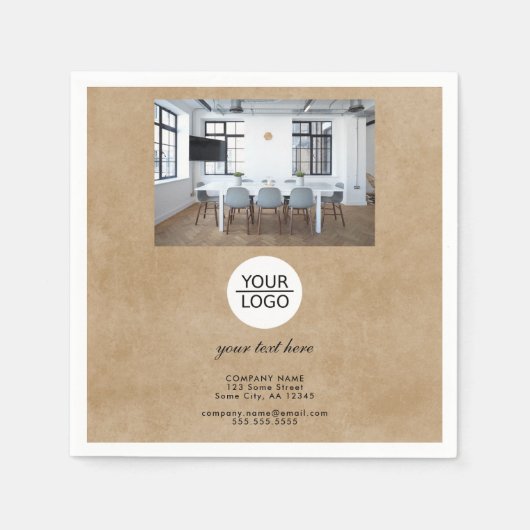 Rustisch Voeg je foto Aangepaste tekstpromotie voo Servet (Voorkant)