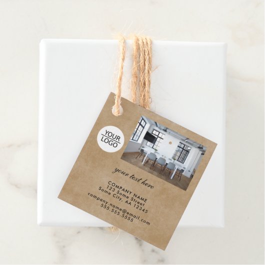 Rustisch Voeg je Logo Aangepaste tekstfotopromotie Bedankjes Labels (In situ)