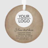 Rustisch Voeg je Logo aangepaste tekstpromotie toe Ornament (achterkant)