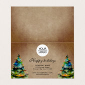 Rustisch Voeg Logo aangepaste kerstboompresentatie Visitekaartjes (Buitenkant ongevouwen)