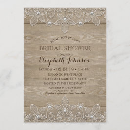 Rustisch Vrijgezellenfeest Elegant  Wood & Lace Kaart