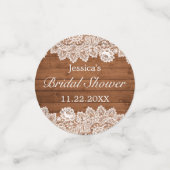 Rustisch Vrijgezellenfeest met hout en witte kant Confetti (Kleine voorkant)