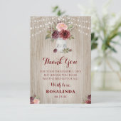 Rustisch Vrijgezellenfeest Rood hout Achtergrond Bedankkaart (Staand voorkant)