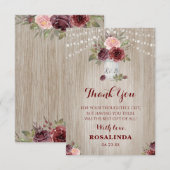 Rustisch Vrijgezellenfeest Rood hout Achtergrond Bedankkaart (Voorkant / Achterkant)