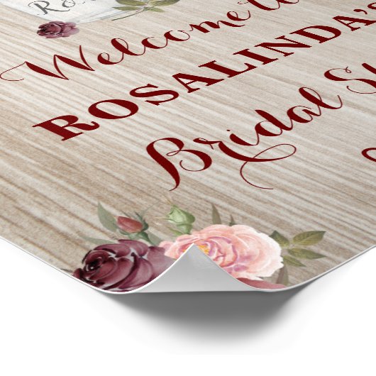 Rustisch Vrijgezellenfeest Rood hout Achtergrond P Poster (Hoek)