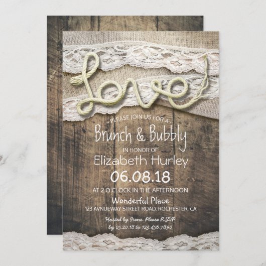 Rustisch Vrijgezellenfeest van de Liefde Rope Burl Kaart (Voorkant / Achterkant)