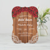 Rustisch vrijgezellenfeest van rode rozen kaart (Staand voorkant)