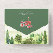 Rustisch Waterverf Baby shower van het Roodbarbere All In One Uitnodiging (Achterkant)