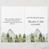 Rustisch Waterverf Mountains Pine Wedding-programm (Voorkant)