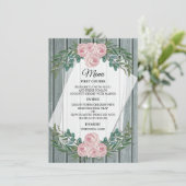 Rustisch Waterverf Roos en Grieks bruiloft Menu (Staand voorkant)