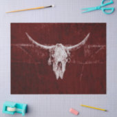 Rustisch Western Bull Land Burgundy Red Old Tissuepapier (Craft)