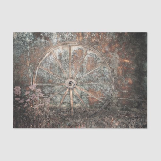 Rustisch Western grijs wiel Tissuepapier (Voorkant)