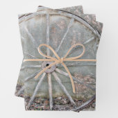 Rustisch Western grijs wit vervormd wiel Inpakpapier Vel (In situ)