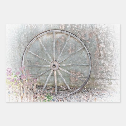 Rustisch Western grijs wit vervormd wiel Inpakpapier Vel (Voorkant)