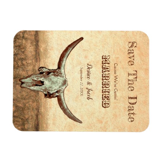 Rustisch Western land beige sparen de datum Magneet (Horizontaal)
