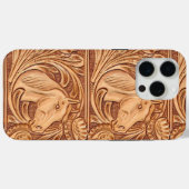 Rustisch western landleder paardenpaard Case-Mate iPhone case (Achterkant (horizontaal))