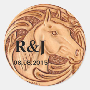 Rustisch western landleder paardenpaard ronde sticker