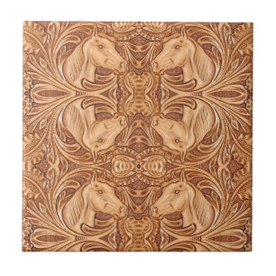 Rustisch western landleder paardenpaard tegeltje