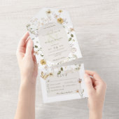 Rustisch Wildbloem Ovaal Lijst Wit diner All In One Uitnodiging (Afscheurbaar)