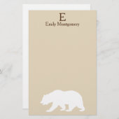 Rustisch wit Beer Silhouette | Monogram Briefpapier (Voorkant / Achterkant)