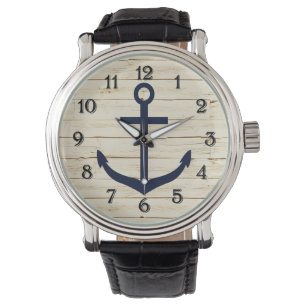 Rustisch Wit Faux Hout met Anchor Horloge