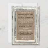Rustisch wit Lijst & Burlap Wedding Shower Kaart (Voorkant)