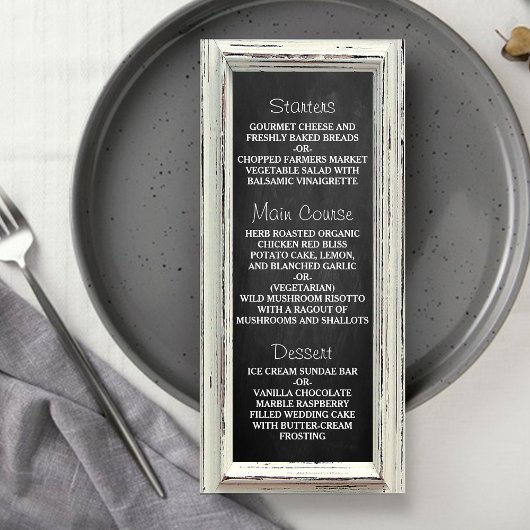 Rustisch wit Lijst en Chalkboard Wedding Collectie Menu