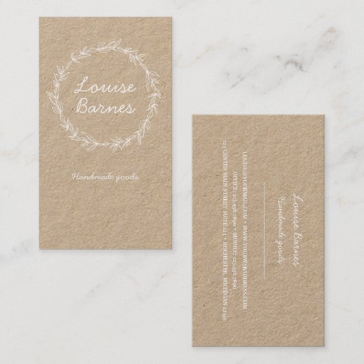 Rustisch wit visitekaartje (Voorkant / Achterkant)