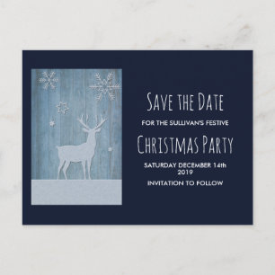 Rustisch Wood Blue Reindeer Country Kerstmis Briefkaart