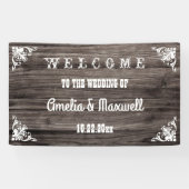 Rustisch  Wood Country Weddenschap Welkom Spandoek (Horizontaal)