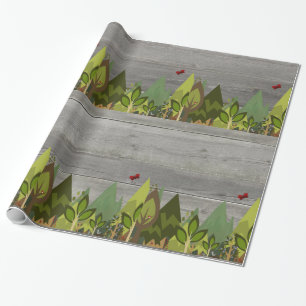 Rustisch Wood Wood Dier Cadeaupapier
